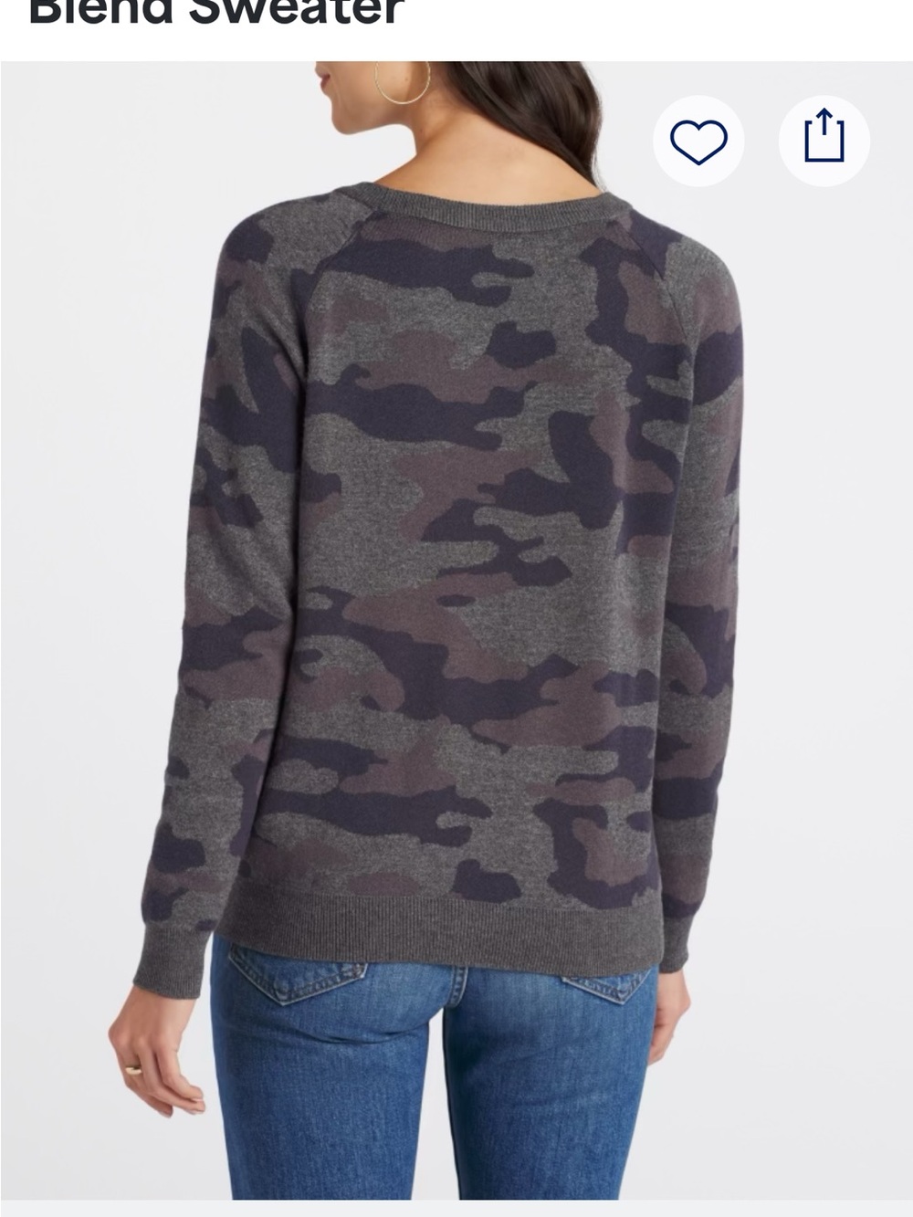 STITCHES & STRIPES Wynona Scoop Neck Cotton Blend Sweater L BNWT camo print - Picture 4 of 10